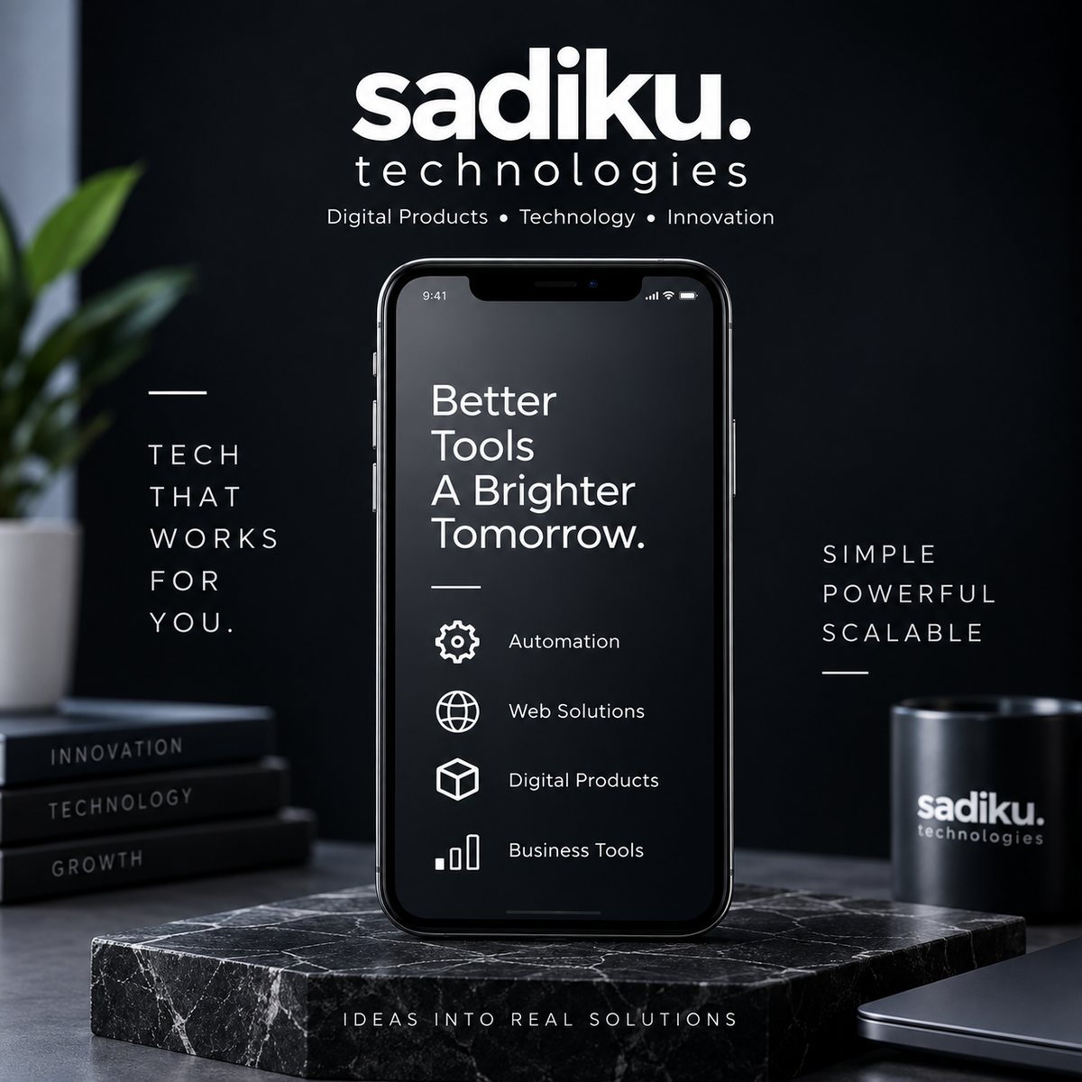 Sadiku Technologies brand applied to a product interface